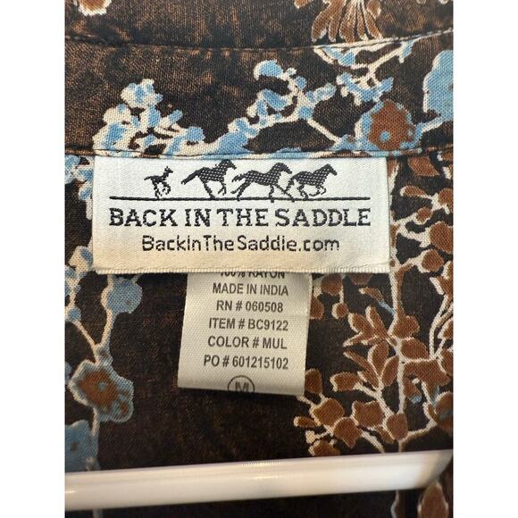 Back In The Saddle Floral Shirt Back Tie Western Brown Medium - Picture 3 of 8
